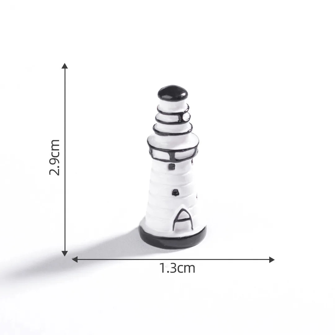 Mini Ocean Figurine Doll Garden Decor Ornament Miniature Landscape Ornaments Lighthouse Statue Resin Craft Fish Tank Decorations