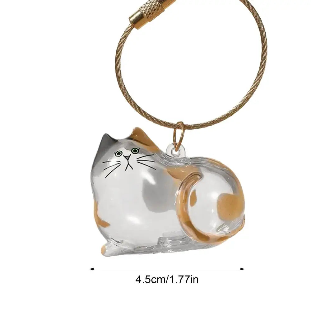 2025 Kawaii Transparent Cat Keychain Hair Storage Bottle Capsule Toys Pet Fur Keepsake Collection Box Cute Birthday Souvenir
