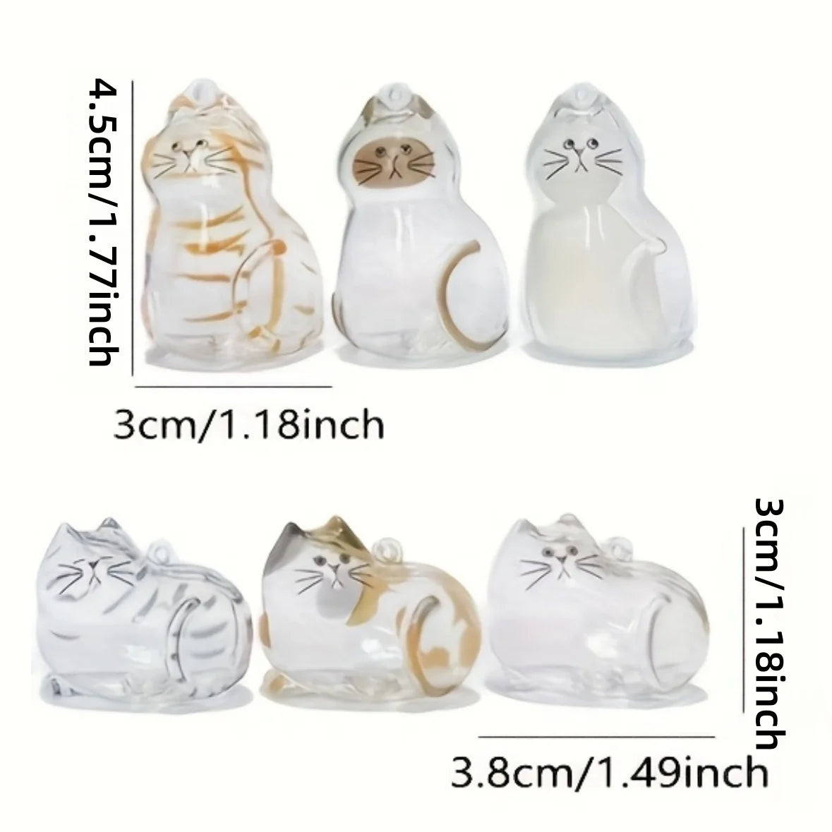 1/3pcs Transparent Cat Memorial Capsules Pet Hair Keepsake Box with Hanging Loop for Cat Lovers Gift Pendant Keychain Pet Access