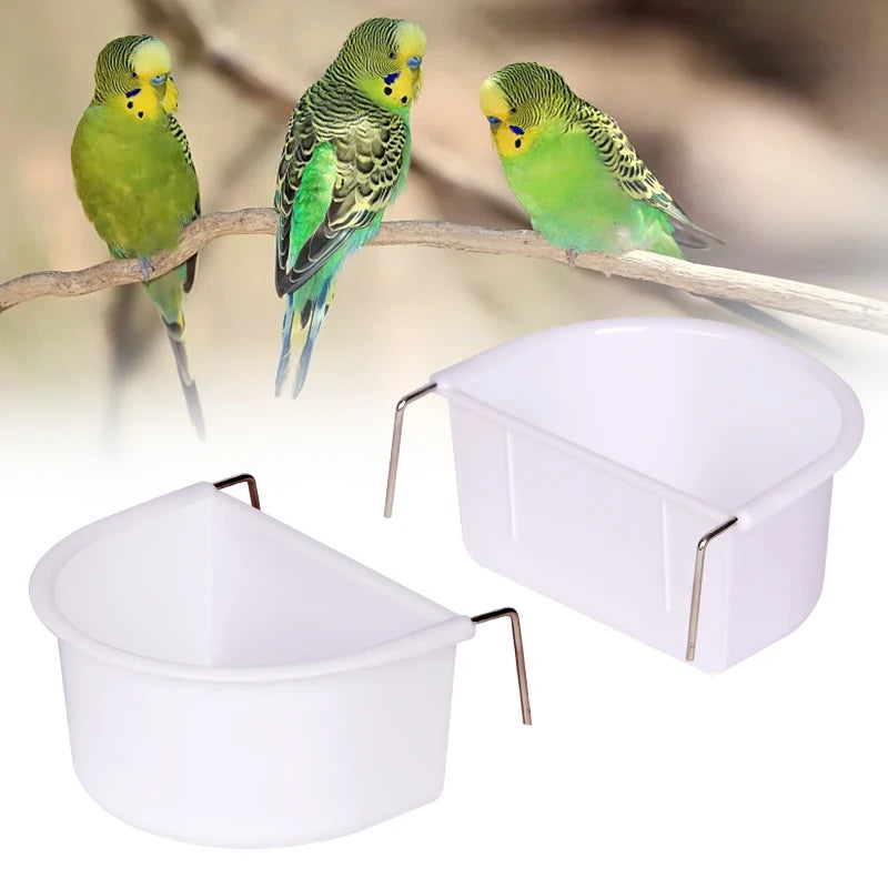 New 2pcs Bird Food Feeding Dish Easy to Install Bird Cage Feeder Bowl for Small Animals Budgie Parrot Parakeets Lovebirds
