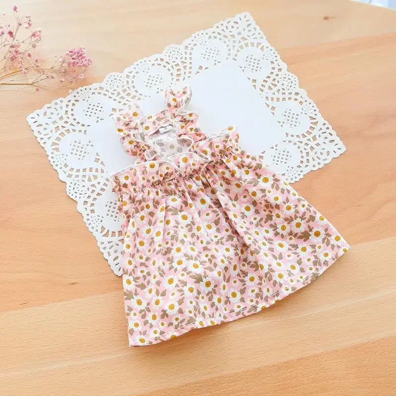 Cat Suspender Floral Skirt In Summer | Floral Dress for Teddy and Small Dog | Cute Camisole Skirt Puppy and Kitten Pet Clothing