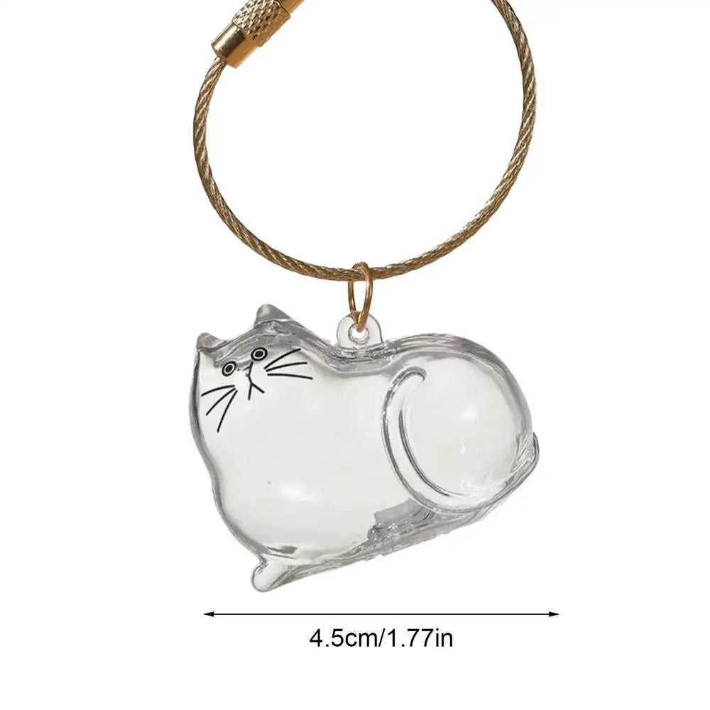 2025 Kawaii Transparent Cat Keychain Hair Storage Bottle Capsule Toys Pet Fur Keepsake Collection Box Cute Birthday Souvenir