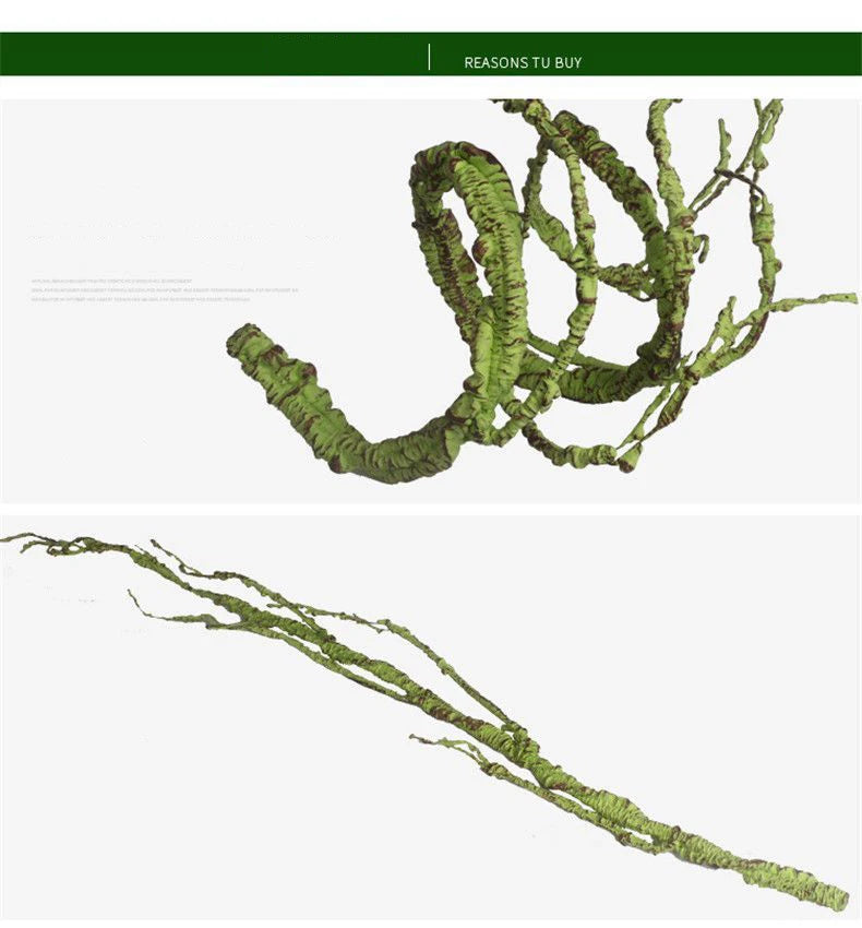 Reptile Landscaping Vine Fake Branches Rainforest Foam Rattan Terrarium Decor Habitat Decoration for Lizard Chameleon