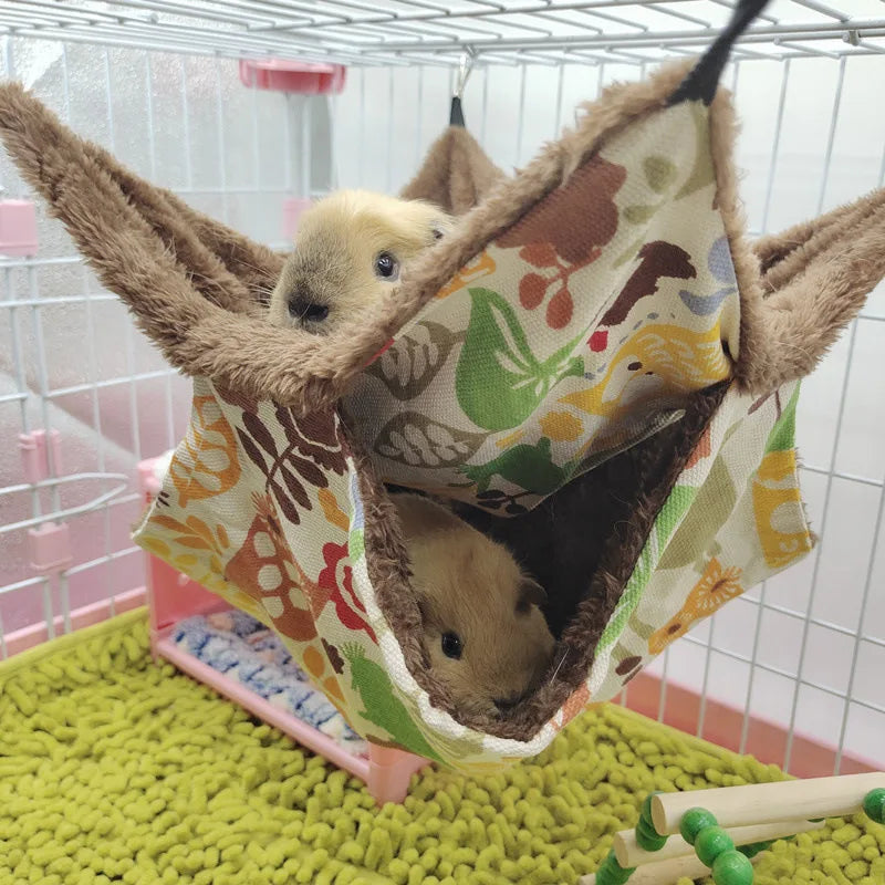Warm Plush Hamster Hammock Small Animal Double-layer Thicken Sleeping Bag Nest Pets Rat Squirrel Hanging Cage House 햄스터케이지