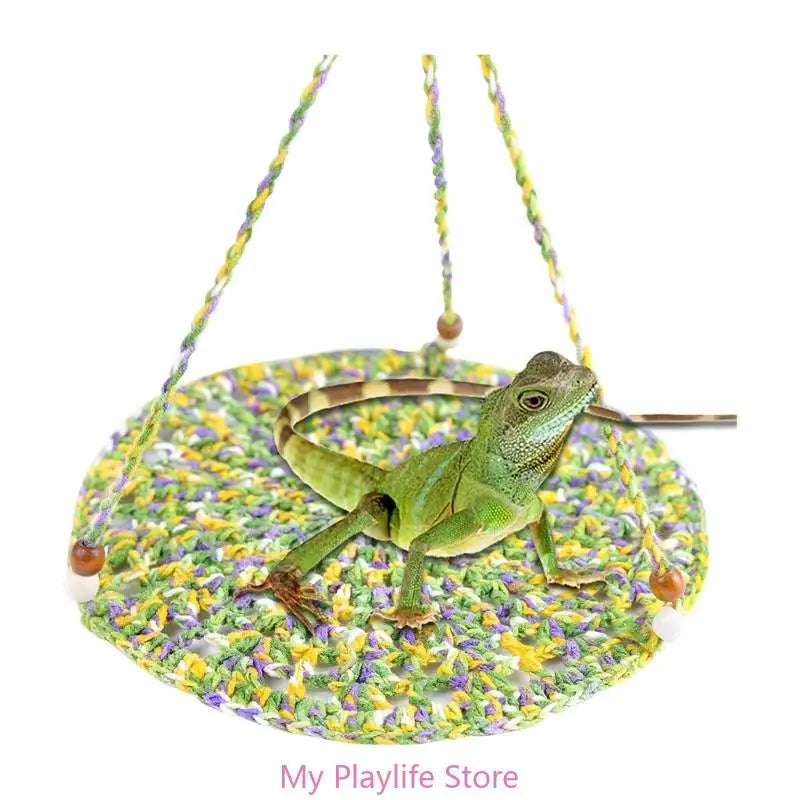 Reptile Summer Hammocks Lizards Hammock Bearded Dragons Round Crocheted Net Hammock Bed Crocheted Supplies
