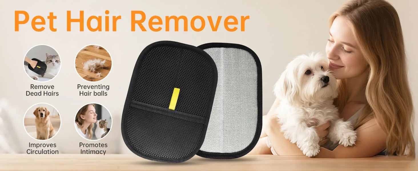 Pet Hair Removal Glove Brush, 2025 New Reusable Cat Dog Electrostatic Hair Remover Grooming Glove Tool, for Furniture, Cloth Car