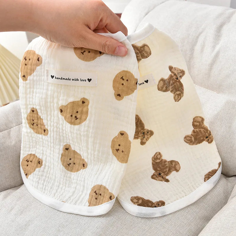 Summer Thin Dog Vest Breathable Cool Puppy Vest Sleeveless Cotton Gauze Dog Vest Cute Pet Clothes Cat Sun Protection Dog Clothes