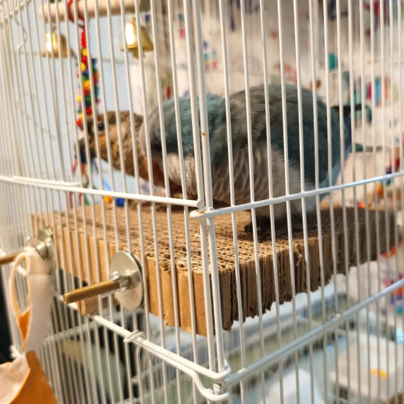 Bird Paper Parakeet Shredding Chewing Toys with cork Parrot Perch Platform Conure Foraging Toys Small Birds Cage Accessory S/L