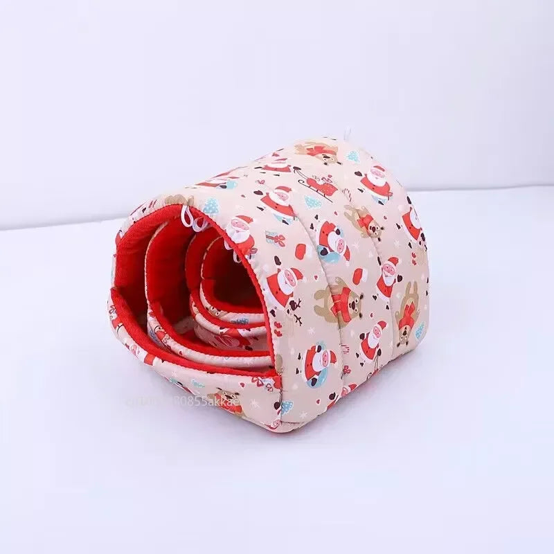 1pc Cartoon Hamster House Bed Winter Comfortable Rat Home Cute Foldable Guinea Pig Hanging Tent Sleeping Nest Ferret Cage