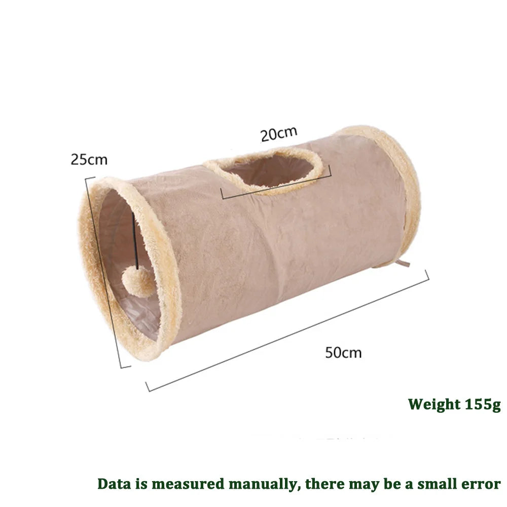 PARKER Collapsible Cat Tunnel Suede Fabric Game Chase Hidden Tunnel Tube Indoor Game Hide Training Pet Toys Dogs Cats Rabbits
