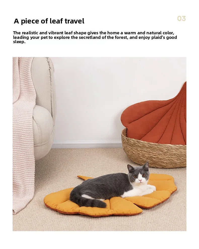 Leaf Shape Pet Mat Cotton Thickened Cat Dog Bed Cushion Four Season Soft Sleeping Pad for Crate Kennel Sofa Floor Use