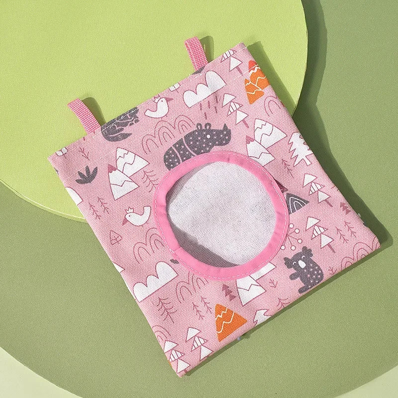 Rabbit Hay Feeding Bags 1/2/3 Holes Cartoon Printed Guinea Pigs Hanging Feeder Chinchilla Food Organizer Pet Cage Supplies
