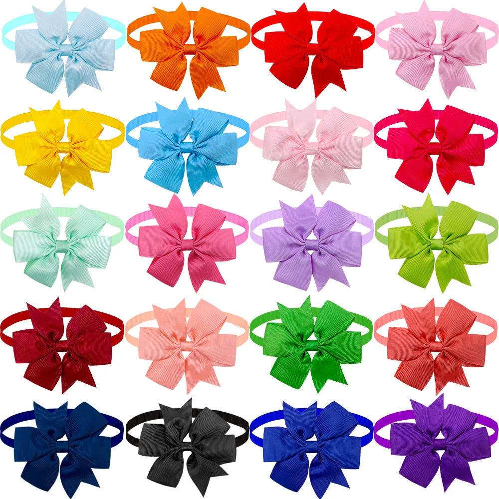 50pcs  Dog Bowtie Dot Solid Bow Tie Collar For Small Dogs  For Dog DIY Bowties Necktie Pet Grooming Accessories For Small Dogs