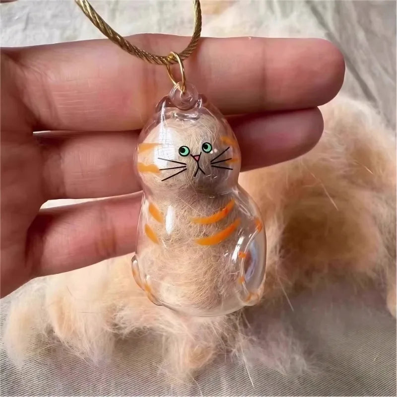 1-4pcs Transparent Cat Hair Storage Box Pet Fur Keepsake Keychain DIY Decorative Small Ornaments for Pet Lovers Handmade Deco