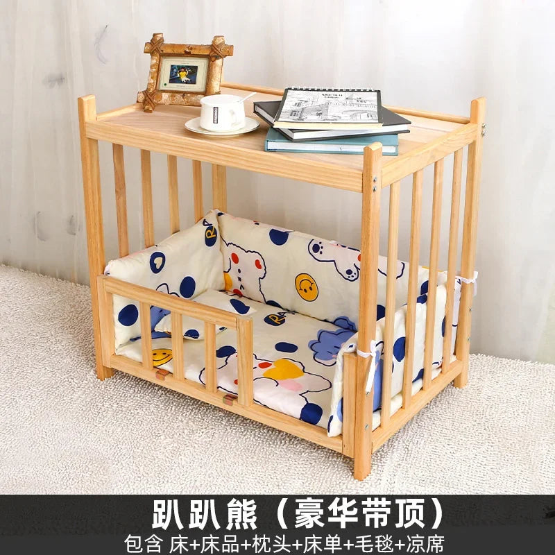 Off the Ground Solid Wood Pet Bed Four Season Universal Dog Bed Small to Large Teddy Bed at Special Price