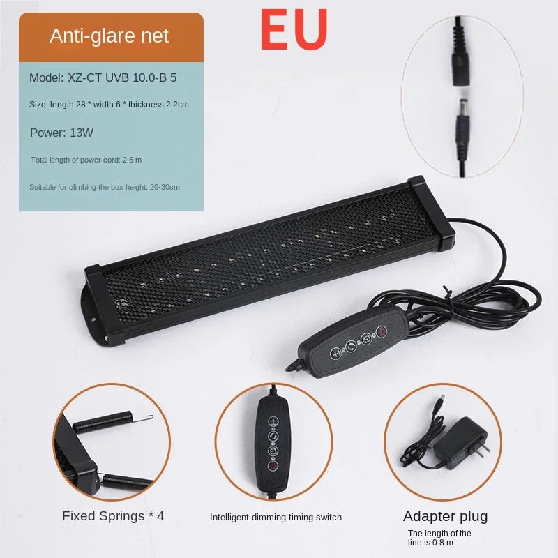 Reptile 10.0/20.0 Full Spectrum LED UV Lamp Turtle Lizard Snake UVA+UVB Terrarium Lamp Reptile Vivarium Calcium Supply tartaruga