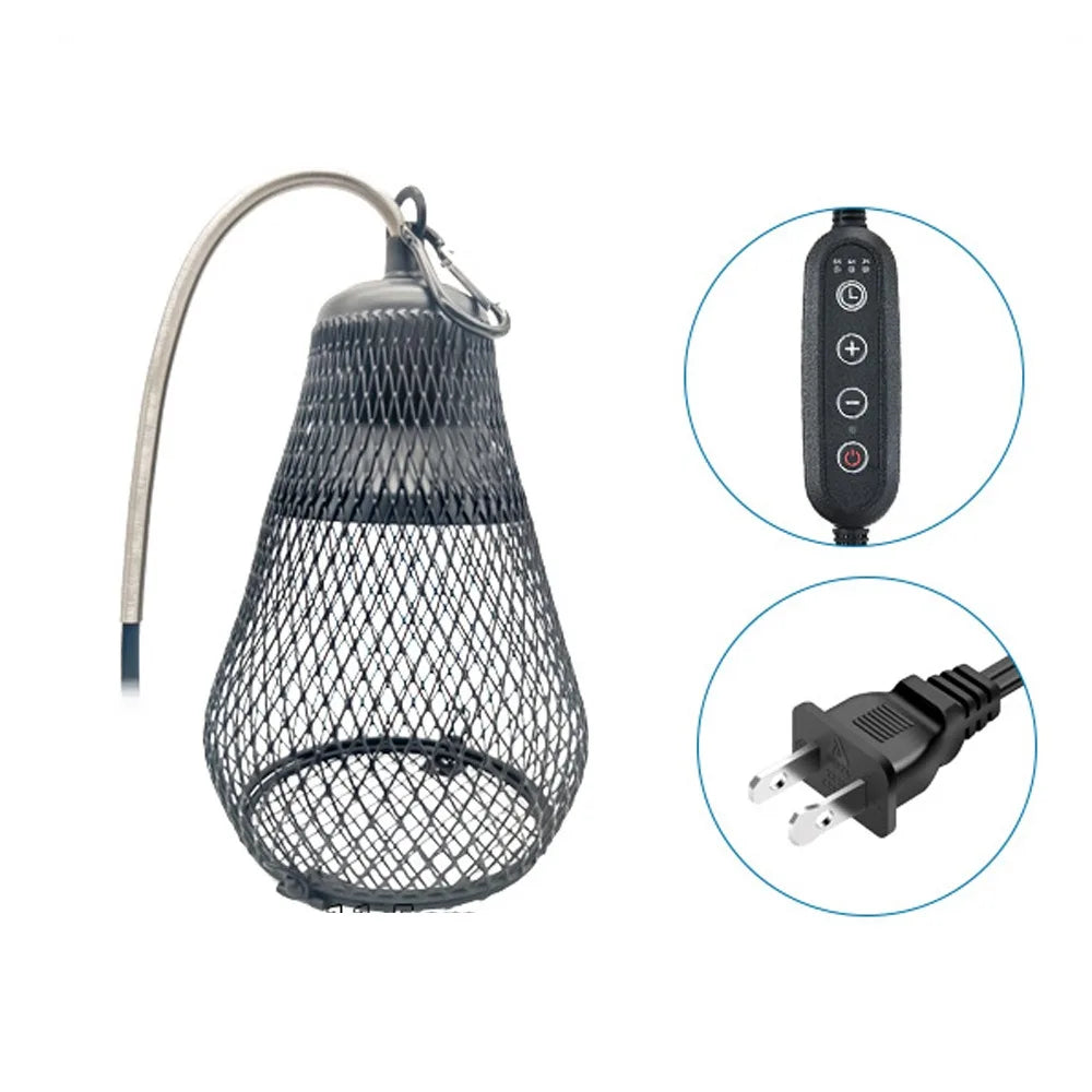 Ceramic Heat Emitter Pet Heating Lampshade Iron Mesh Dome Double Cage Reptile Heat Lampshade E27 Bulb Holder