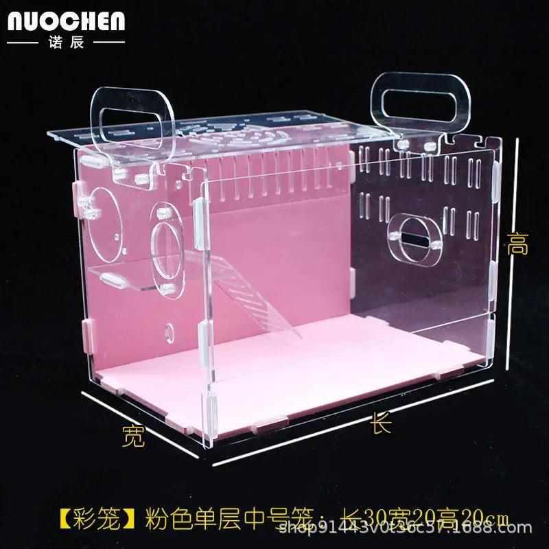 Acrylic Hamster Cage Transparent Single/Double/ Three Layer Villa Guinea Pig Golden Silk Bear Empty Cage Supplies Small Pet Nest