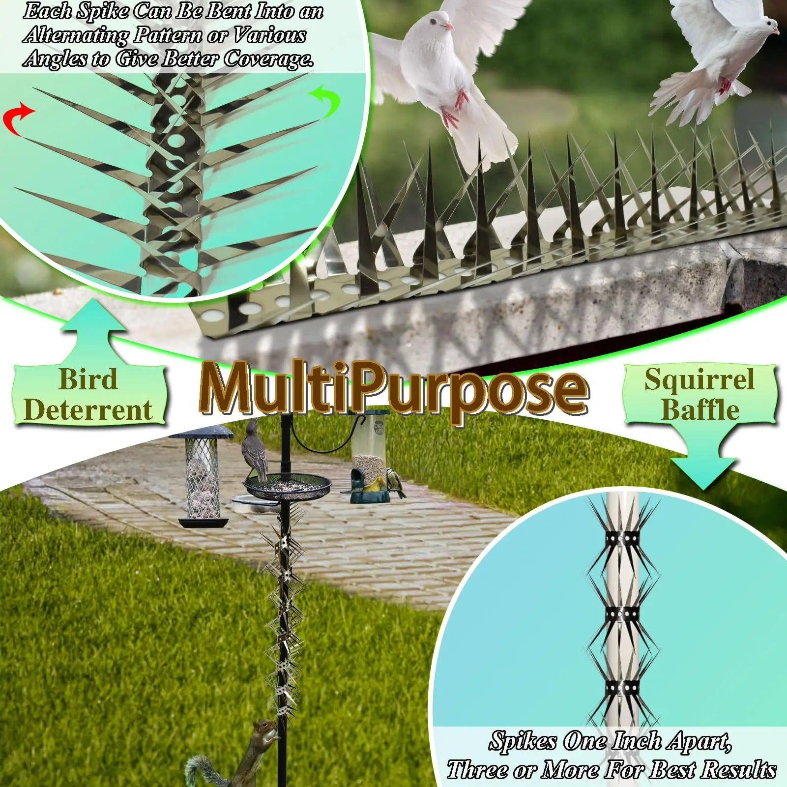 Bird Spikes, for Outdoor Pigeons and Other Small Birds, Arbitrary Bending and Winding Properties, Avoided Animal Climbing Fences