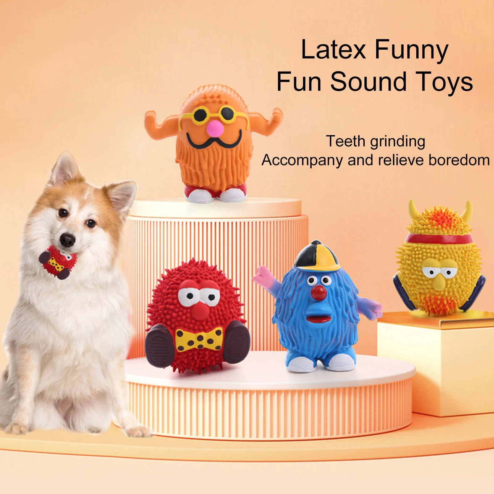 1/4Pcs Interactive Dog Toy Squeaky Cute Geek-shaped Dog Toy Teeth Cleaning Fun Dog Toys Playtime And Chewing Dog Accessories