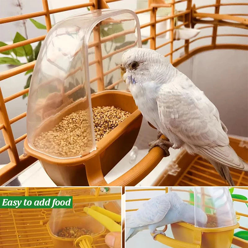 Bird Feeder for Cage Hanging Bowl Cups Parakeet Feeder Box Pet Cage Plastic Food Container Easy To Install Accessories 1/2 Pcs