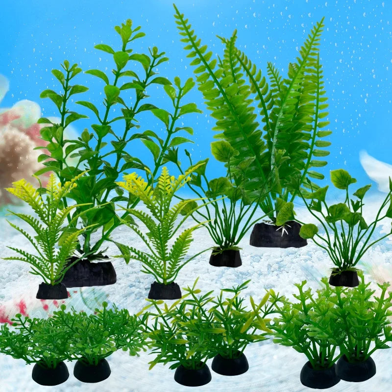 12PCS Artificial Aquarium Decor Plants Water Weeds Ornament Aquatic Plant Fish Tank Grass Decoration Accessories