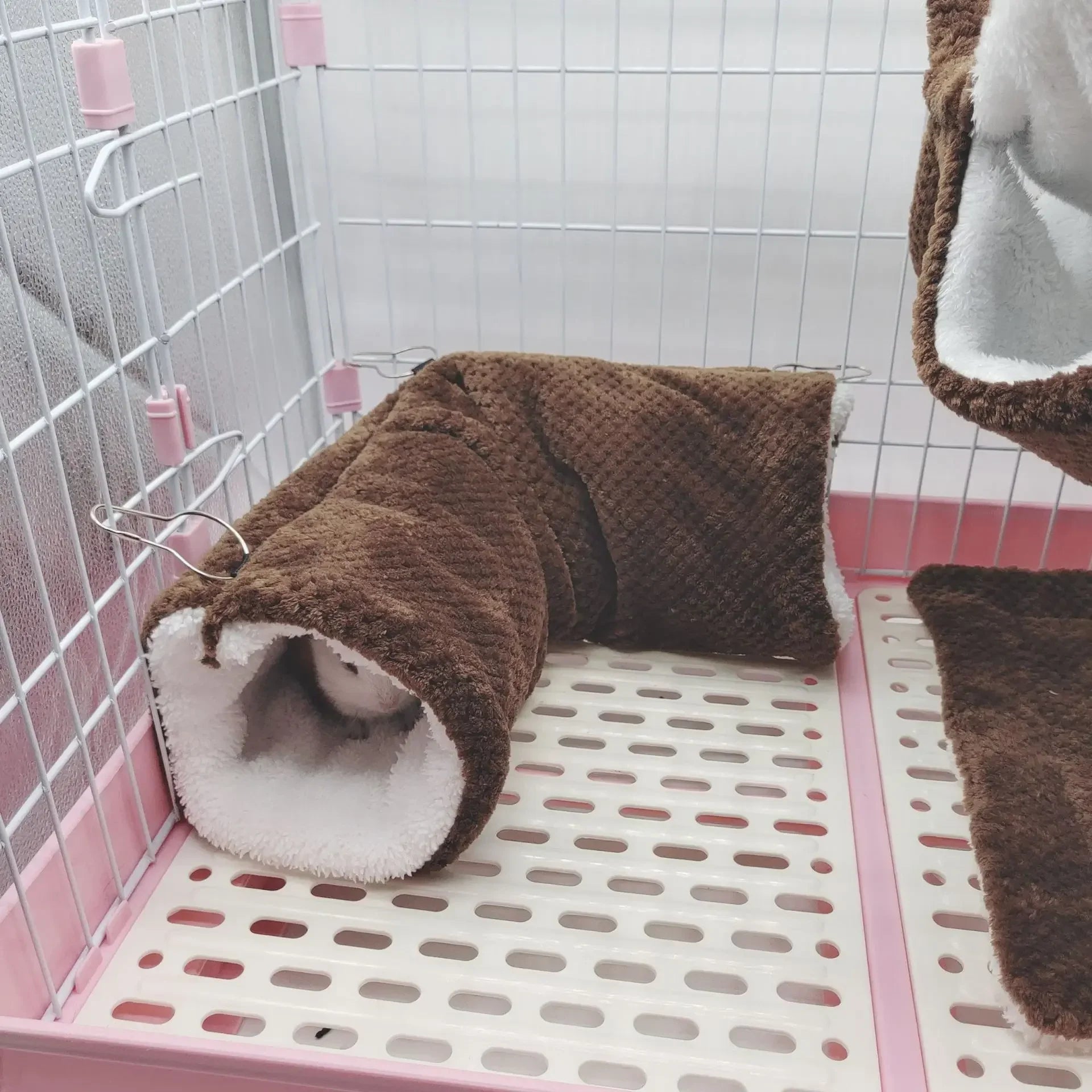Warm Winter Pet Hammock Double Layer Thick Plush Hamster Hammock Chinchilla Guinea Pig Ferret Sleeping Bag Hamster Hanging Cage