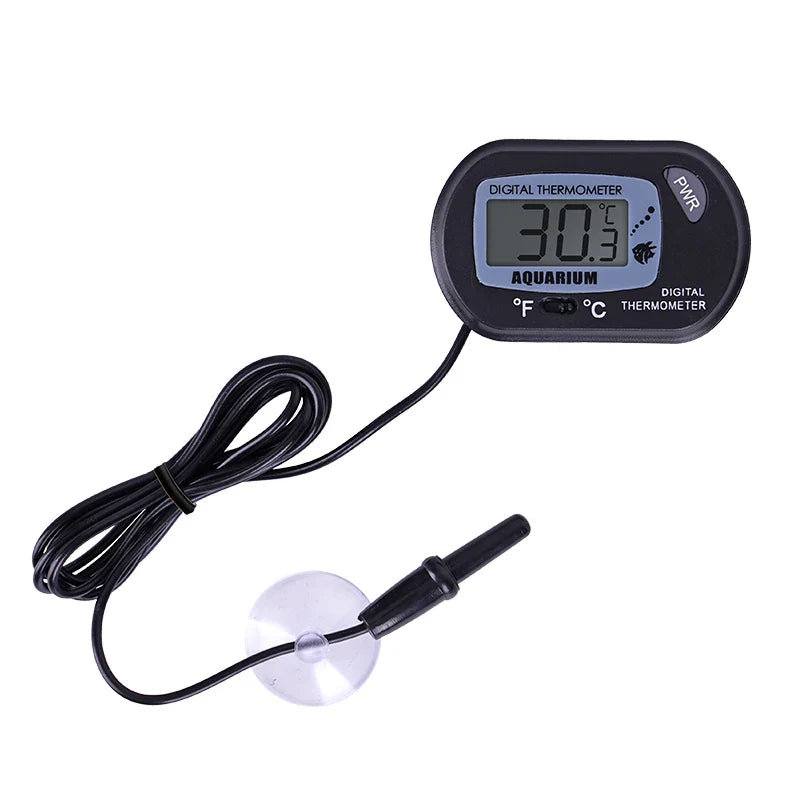 1pcs Digital Lcd Aquarium Thermometer Waterproof Fish Tank Sensor with Probe Temperature Sensor Measuring Tool with Suction Cups