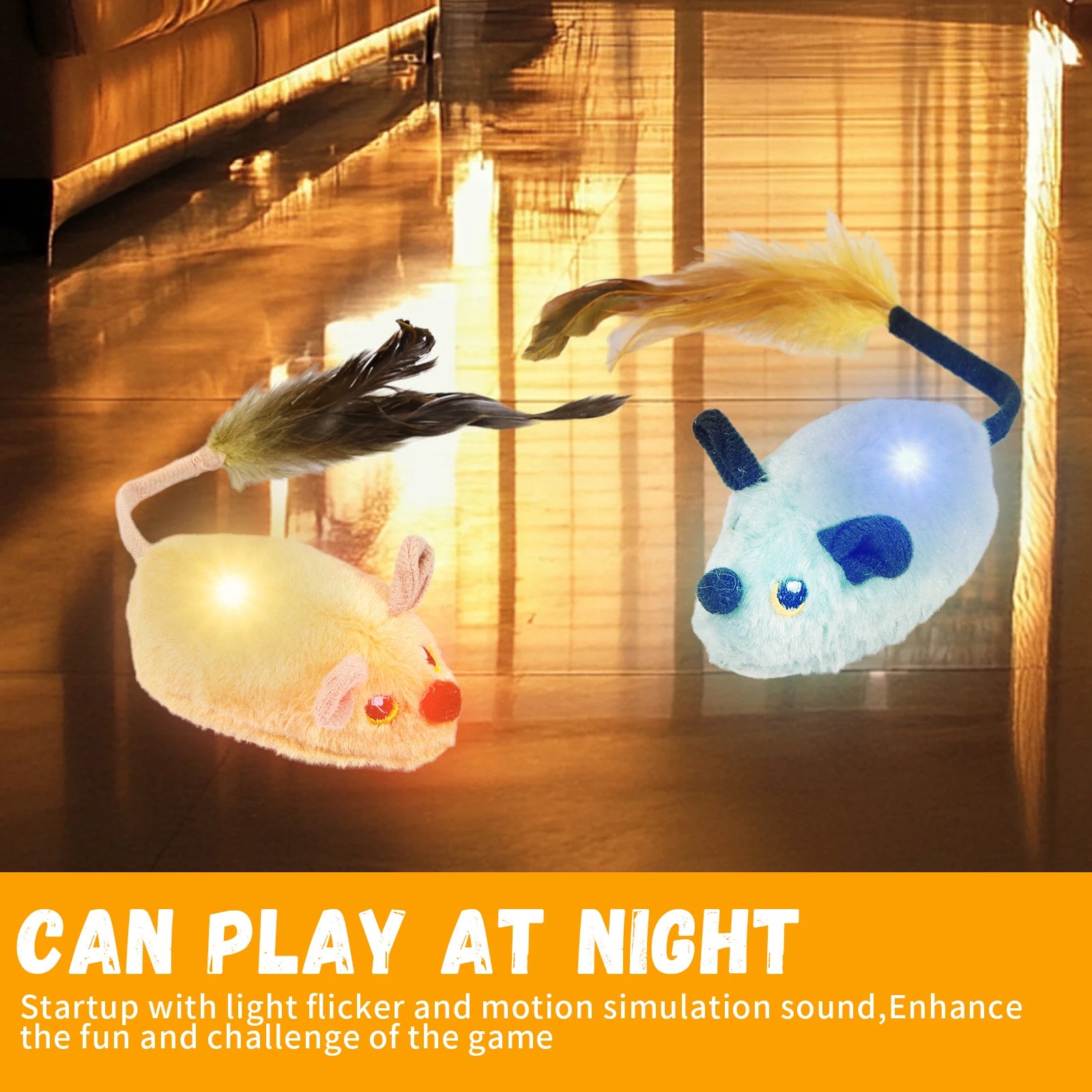 Cat Mouse Interactive Plush Toys LED Glow Electric Telecontrol Auto Rechargeable Pet Moving Mice Toy Realistic Kitten