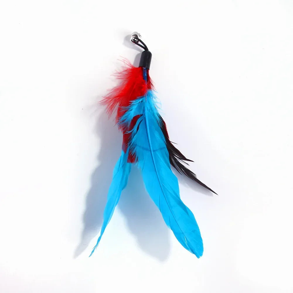 Cat Feather Toy Accessories False Birds Worm Toy with Bell Kitten Cat Toys Interactive Replacement Refill Foam Ball Training