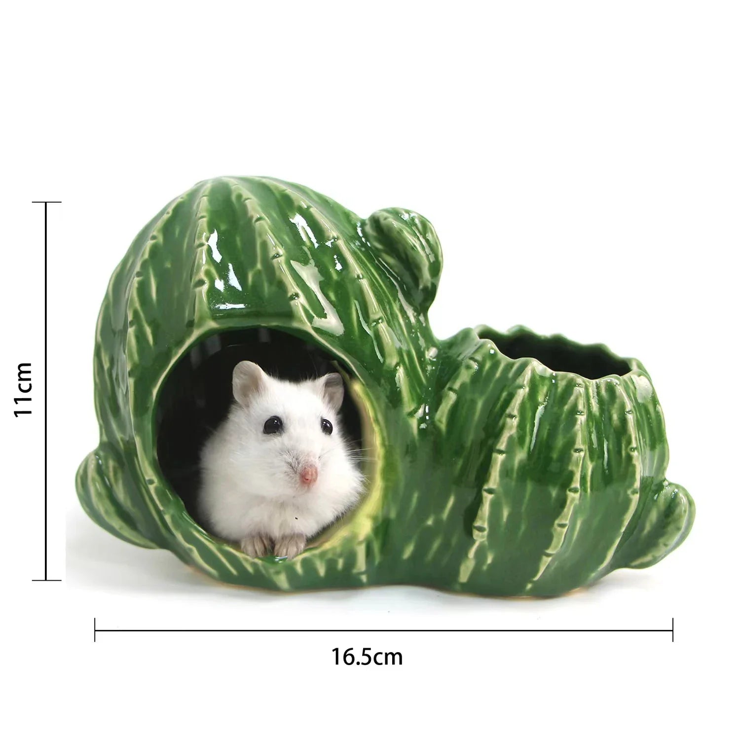 Cactus Style Ceramic Hamster Hideaway with Water Bottle Climbing Pet Hideaway Kennel Aquascape Cooling Sleeping Hut