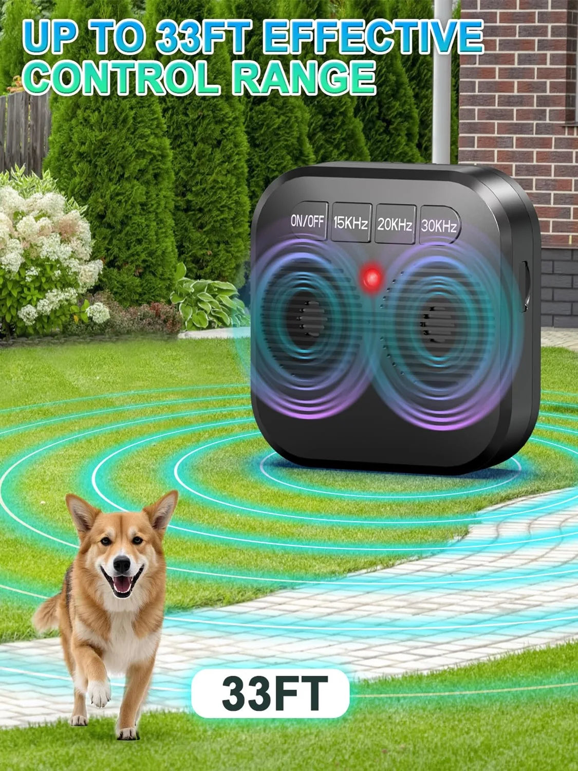 Anti Barking Device for Dogs, 3 Modes Ultrasonic Dog Bark Deterrent Devices Range 33 FT, Safe & Humane Bark Box Indoor Outdoor