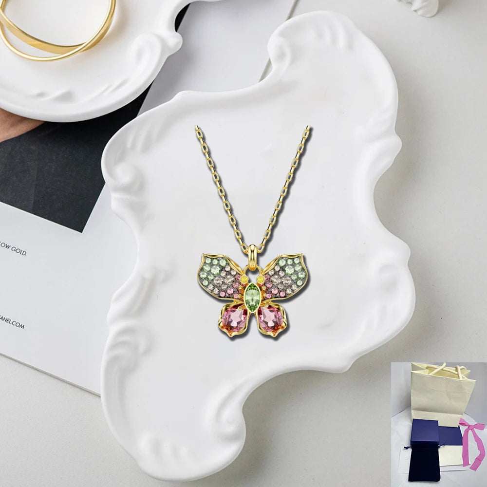 New Mixed Cut Colorful Butterfly Necklace Exquisite Light Luxury Women's Cat Accessories Gift