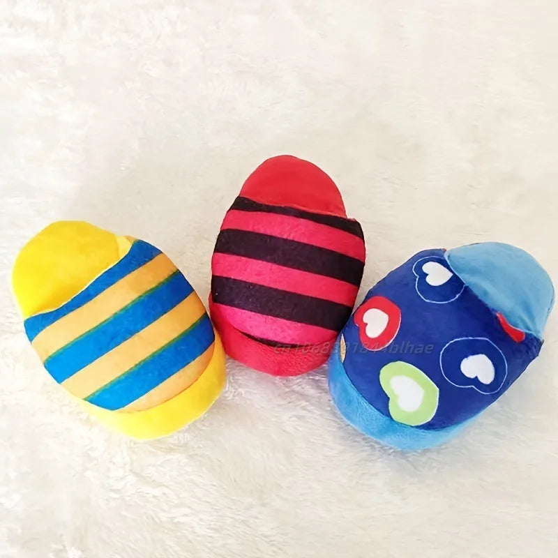 Puppy Dog Chew Toys with Squeaker for Small Dogs French Bulldog Shiba Inu Funny Plush Slipper Pet Supplies Teeth Cleaning Toy