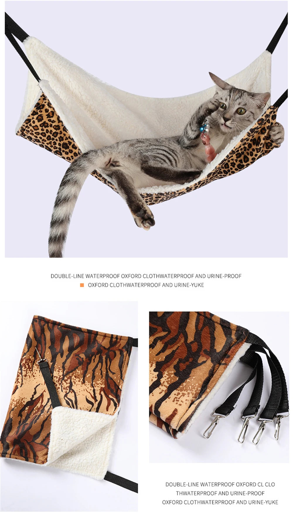 Plush Cat Hammock Autumn Winter Pet Mats for Cats Hamster Adjustable Hammocks Kitten Accessories Supplies Hanging Cage Bed