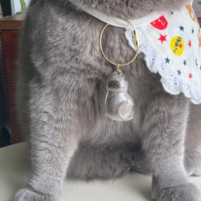 Stylish Cat Key Holder Fluffy Ball Hair Collector Transparent Case Fashionable Pet Accessories for Kitty Owners