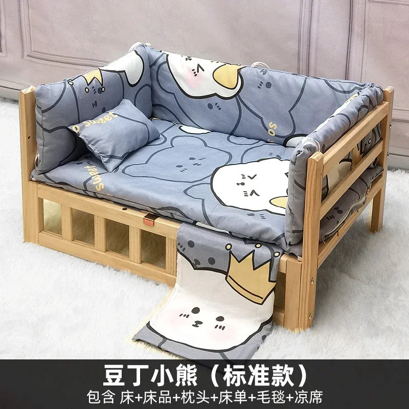 Off the Ground Solid Wood Pet Bed Four Season Universal Dog Bed Small to Large Teddy Bed at Special Price