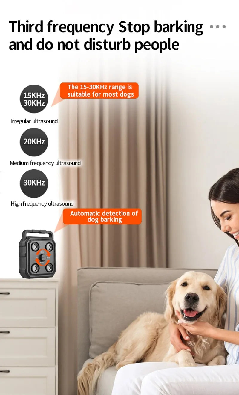 New Ultrasonic Stop Barker Dog Trainer Automatic Sound Control Anti-Barking Rechargeable Deterrent Device Pet Training Supplies