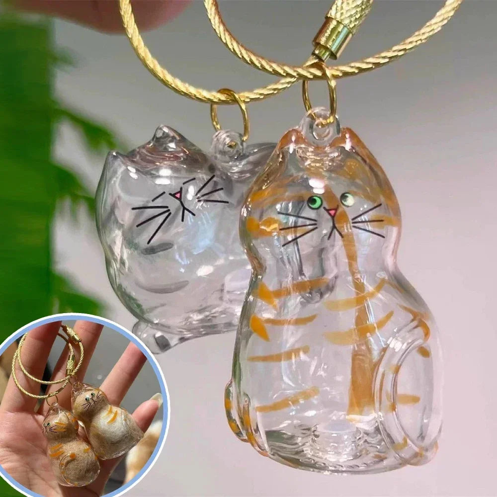 1-40PCS Pet Hair Organiser Memorial Keyring Transparent Cat Hair Organiser Souvenir for Pet Lovers Pet Memorials