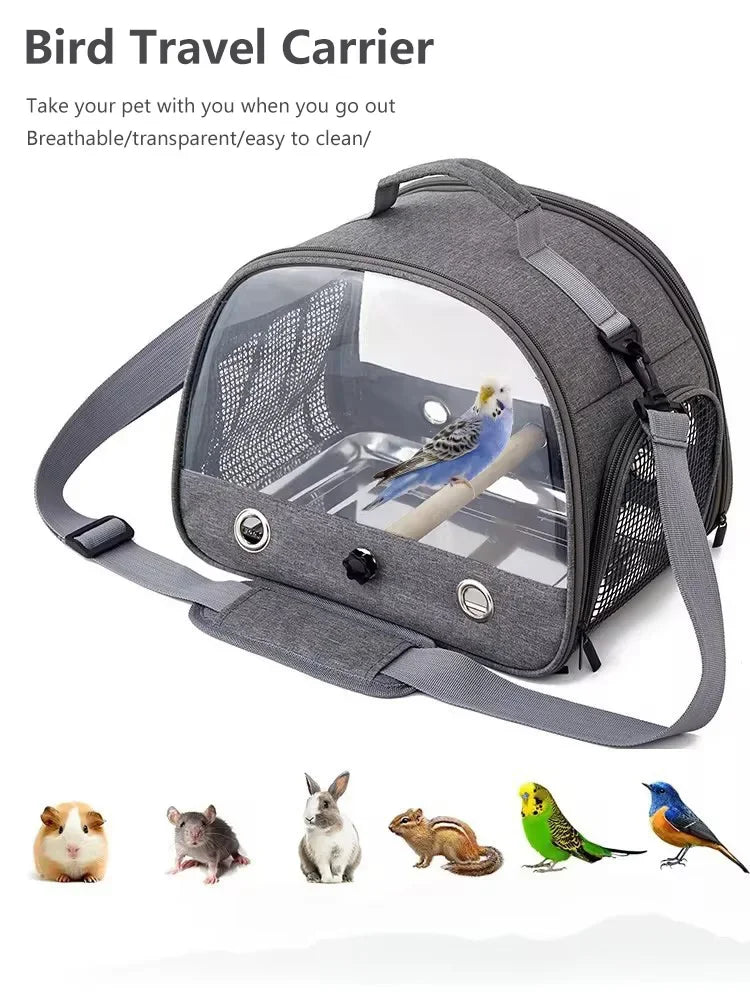 Bird Travel Carrier Portable Transport Bird Cage With Stainless Steel Tray Small Pet Multi-functional Parrot Bird Bag Outdoor
