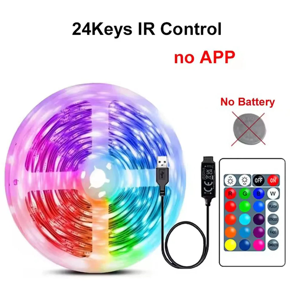 LED Strip Lights RGB SMD5050 1M-40M Led Strip Diode Tape Ribbon Music Sync 16Million Colors Changing for Party Home TV BackLight