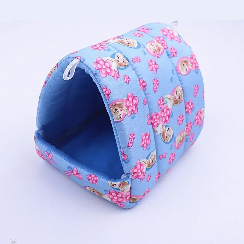 1pc Cartoon Hamster House Bed Winter Comfortable Rat Home Cute Foldable Guinea Pig Hanging Tent Sleeping Nest Ferret Cage