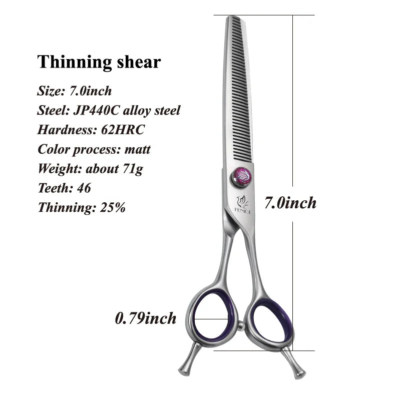 Fenice JP440C 7/8 Inch Professional Pet Dogs Grooming Scissors Straight Curved Thinning Chunker Shear Scissors Set For Dogs