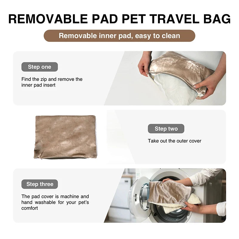Dog Car Seat Bag Short Plush Detachable Pet Travel Backpack Pet Handbag Carrier Bag Lightweight Cat Foldable Dog Bag