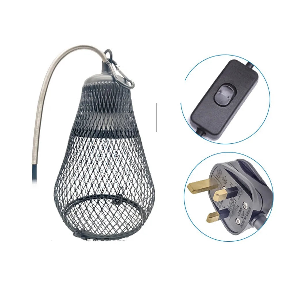Ceramic Heat Emitter Pet Heating Lampshade Iron Mesh Dome Double Cage Reptile Heat Lampshade E27 Bulb Holder