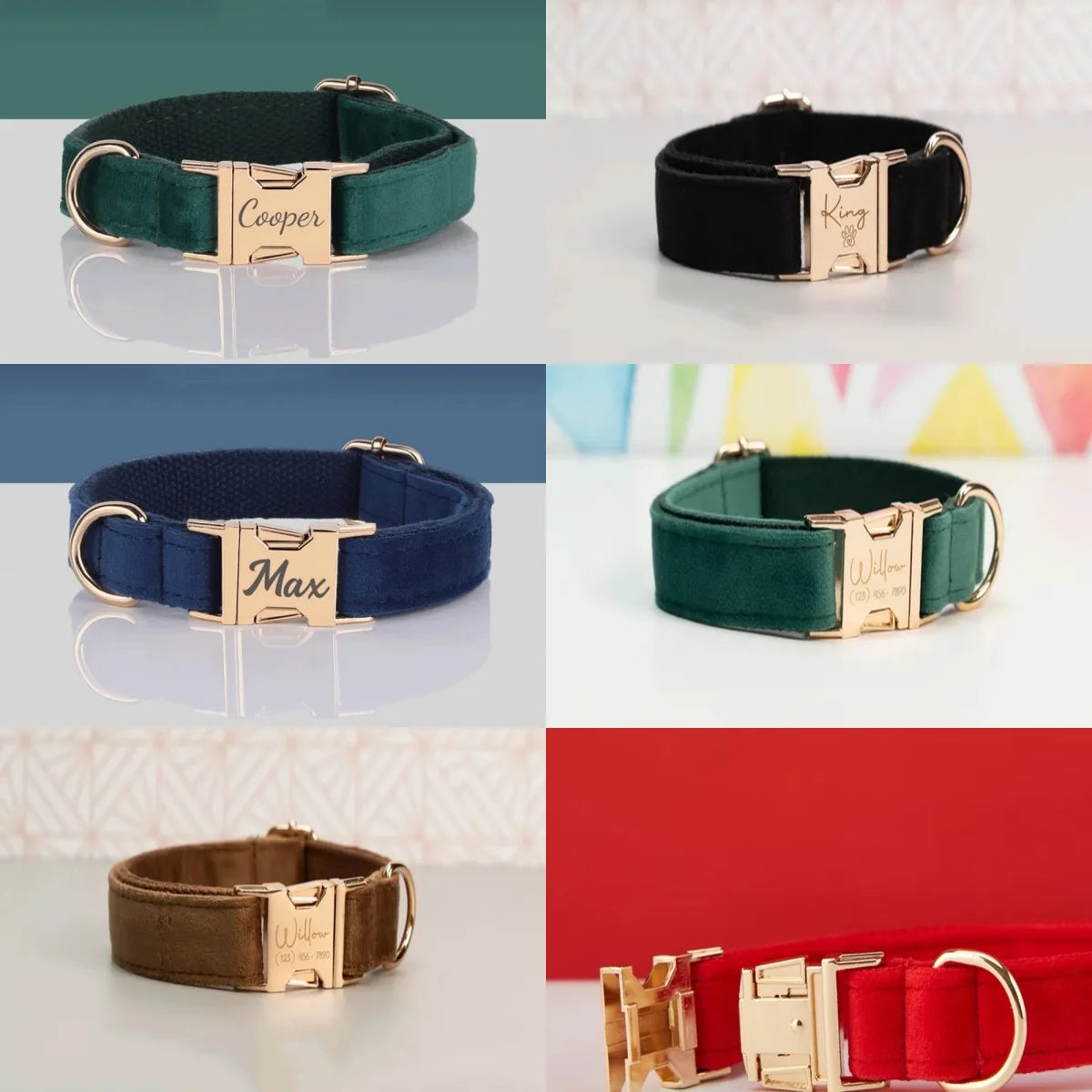 Customized Velvet Anti Lost Cute Bell Cat Collar Puppy Collar Light Luxury Fashion Good-Looking Pet Accessories Free Engraving