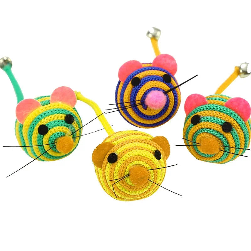 Pet Cat Toys Stripe Nylon Rope Round Ball Mouse Toy with Bell  Pet Cat Chew Toy Cat Toys Interactive Pet Products gatos 고양이 장난감
