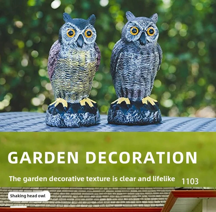 Simulated owl outdoor gardening bird-scaring and rat-repelling decorative item, a shaking animal resin owl handicraft