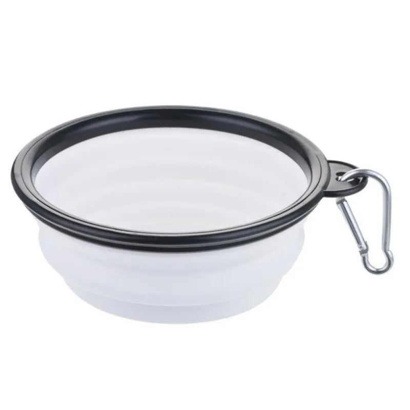 Dogs Feed Supplies Folding Silicone Bowl Portable Puppy Water Container with Carabiner Folding Cats Bowl Travel Pets Accessories