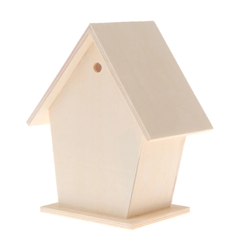 Wooden Bird House for Outside to Paint Bird Nesting Box Handmade Birdhouse with Perch for Small Birds Garden Decor
